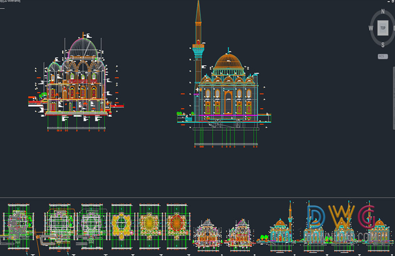 دانلود فایل پروژه اتوکد جزئیات معماری مسجد DWG | Mosque Architectural Detail Project Dwg برای AutoCAD